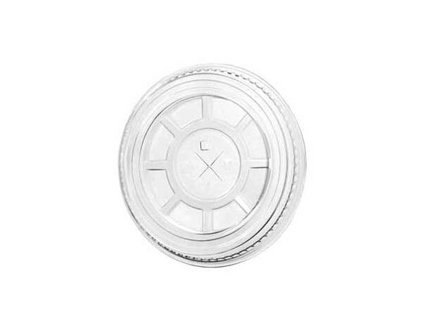 Lokk flate i rPET til beger78mm med hull (eske 2500 stk) 