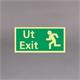 9434680 40 Plastskilt Ut+ Exit 30 x 15 cm. Etterlysende utgangsskilt