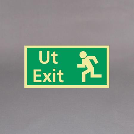 9434680  40 Plastskilt Ut+ Exit 30 x 15 cm. Etterlysende utgangsskilt