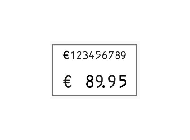 Prismaskin med 2 linjer 32 x 19 mm Contact Premium pristang | 10+6 siffer 