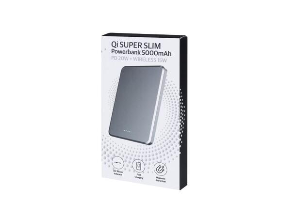QI Super Slim Powerbank 5000mAh Sort 