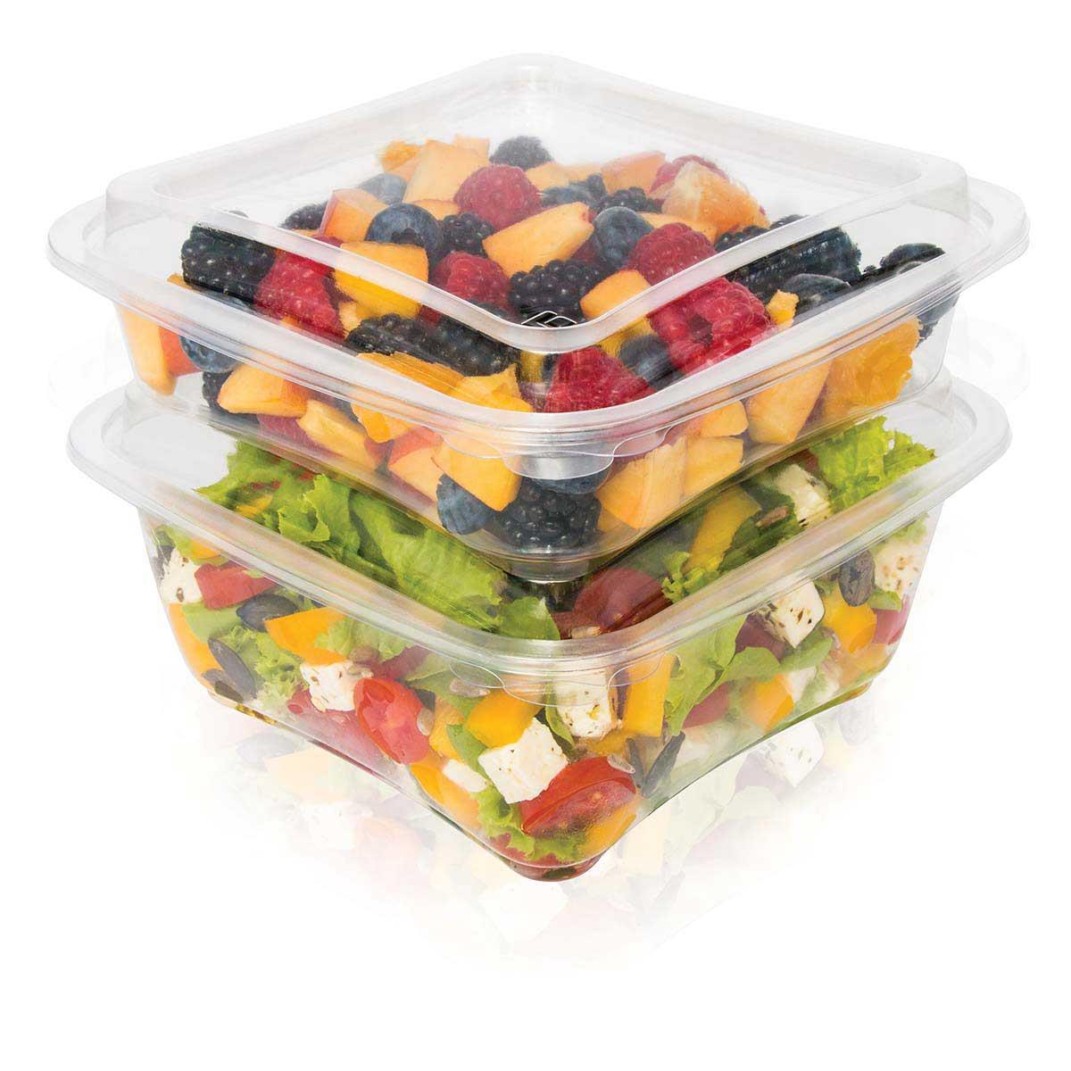 9433823 Paccor E400644 Salatbeger "SQ" 1250ml |180x180x74mm Begerbunn klar rPET uten lokk (396 stk)