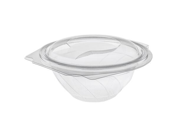 Salatbolle rund 500ml med hengslet lokk rPET salatbolle | (400 pr. eske) 