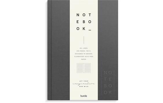 279316  92755000 Skrivebok BURDE A5 linjer m&#248;rk gr&#229; Notatbok