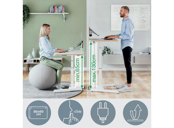 Skrivebord LEITZ hev/senk Elektrisk hvit Fullergonomisk sitt- & ståbord | EL 