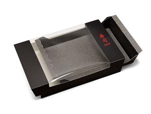 Sushiboks LUX med vindu i sort kartong X-Large | 225 x 187 x 50 mm 