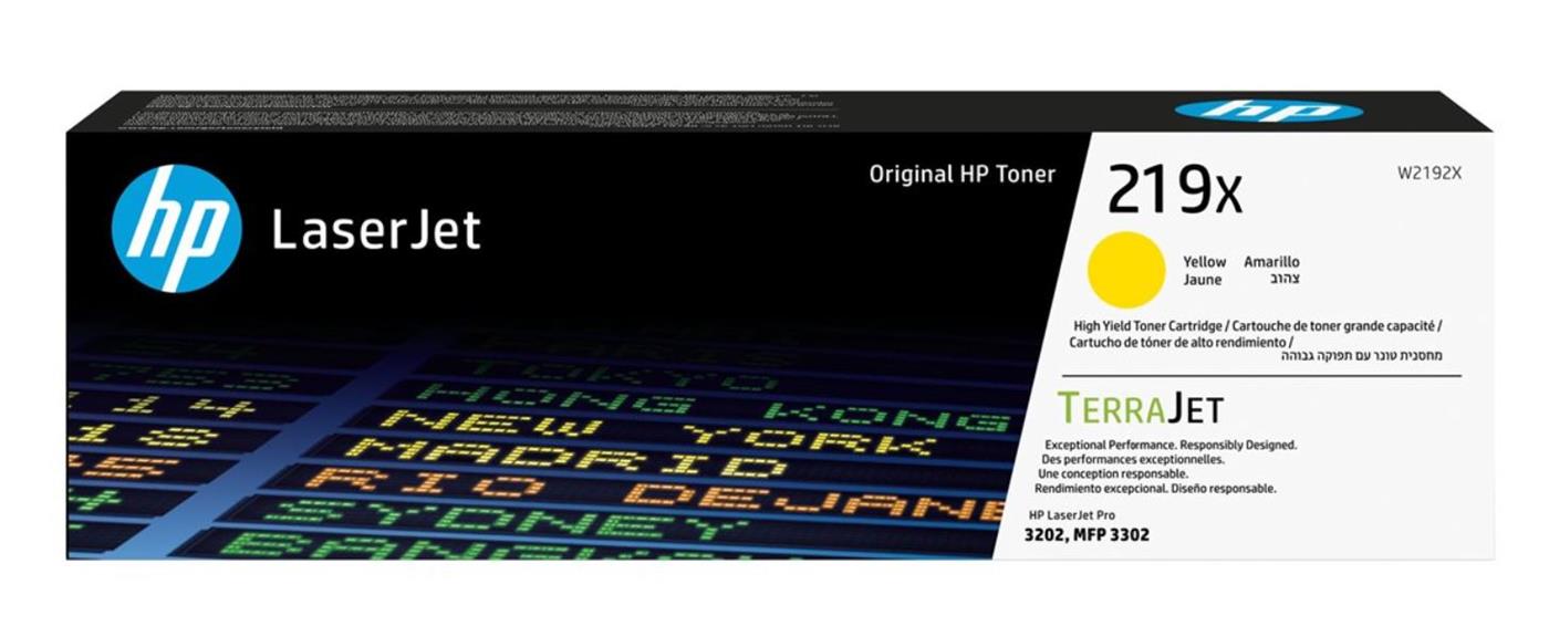 9445042 HP W2192X Toner HP 219X 2.5K gul H&#248;ykapasitet