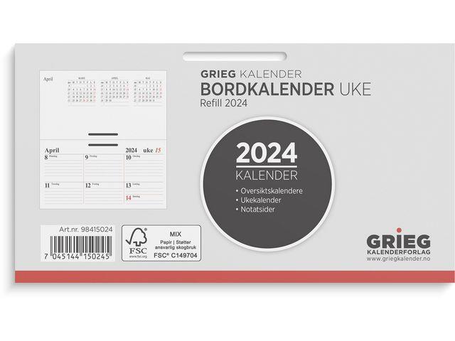 271120 Grieg kalender 98415024 Bordkalender GRIEG 2024 uke Ukekalender | Refill