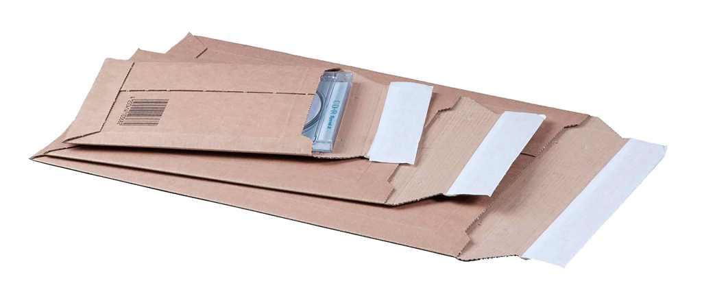 9423490   Bølgepappkonvolutt med limstripe C4+ innv.mål 248 x 340 | brun papp (100 stk)