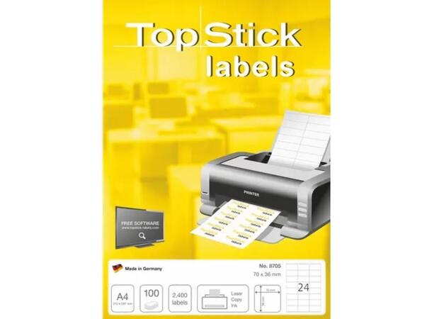 Etikett Topstick A4 70x36mm (2400) 