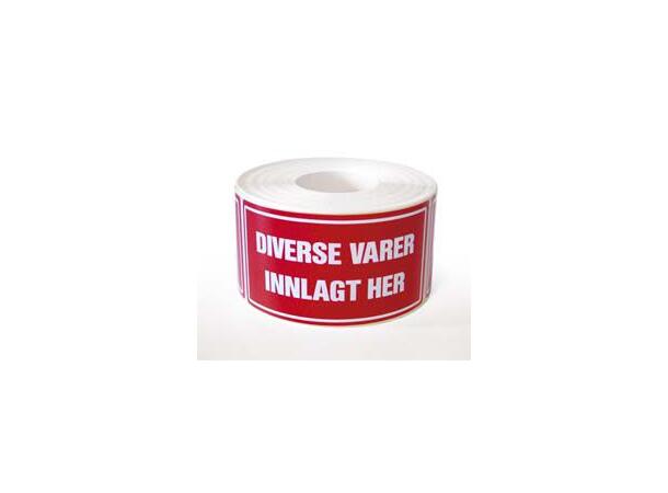 Etikett "Diverse varer innlagt" (500) 110 x 55 mm | Varseletikett 