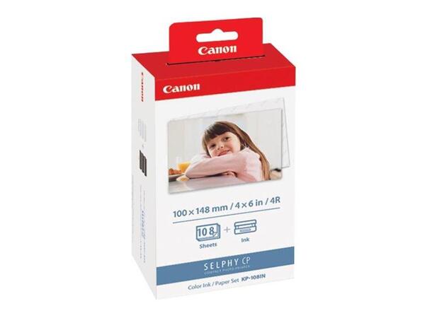 Fotopakke CANON RP-108 10x15cm Papir og blekk-kit til Canon Selphy foto 