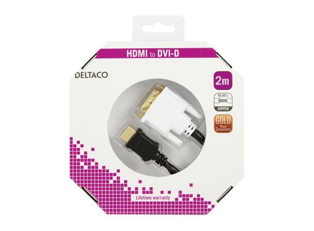 Kabel DELTACO HDMI/DVI M/M 2m sort 