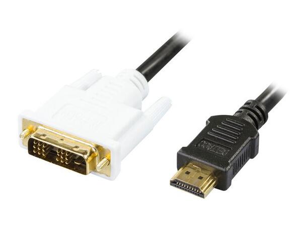 Kabel DELTACO HDMI/DVI M/M 2m sort 