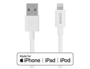 Kabel DELTACO USB-A til Lightning 1m hvi 