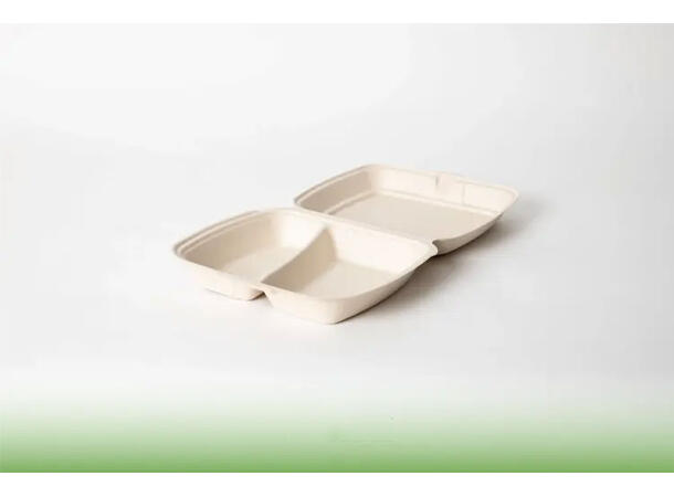 NoiBio matboks bagasse 2-rom 23 x 20,5 x 6,75 cm | 200 stk pr eske 