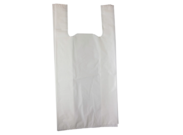 Plast bærepose hvit LDPE med hank 30/17x59 cm 35my | 500 pr eske 