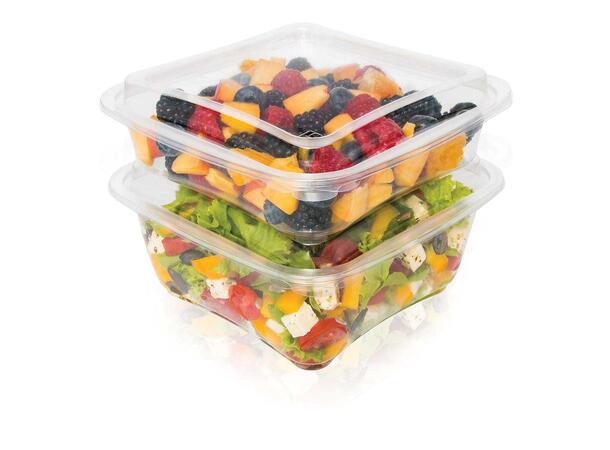Salatbeger "SQ" 1000ml |180x180x61mm Begerbunn klar rPET uten lokk (396 stk) 