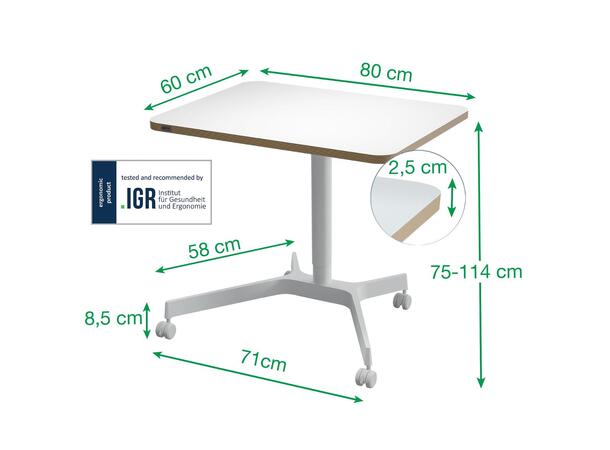 Skrivebord LEITZ hev/senk hvit Fullergonomisk sitt- & ståbord | Manuell 