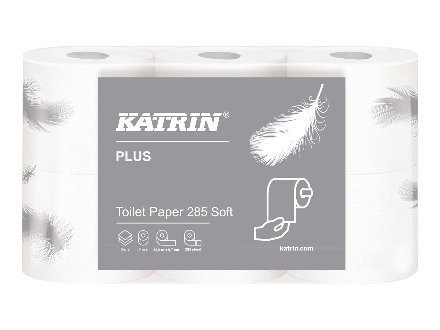 180737 Katrin 38411 Toalettpapir KATRIN Plus 285 (6) Ekstra mykt og hvitt papir |  pk à 6 rl
