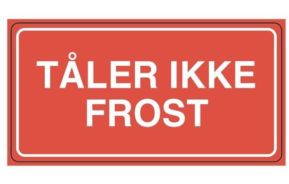 9434987   Varseletikett &quot;T&#197;LER IKKE FROST&quot;  (500) 110 x 55 mm