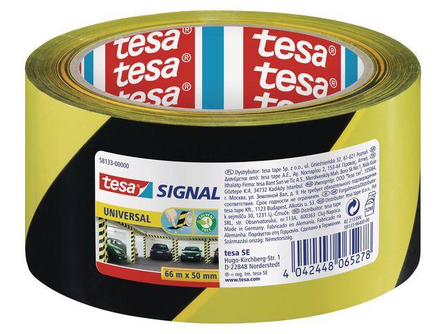 4565521 Tesa 58133-00000-00 Varseltape TESA 58133 Gul/Sort 50mm x66m Advarseltape | Gulvmerkingstape