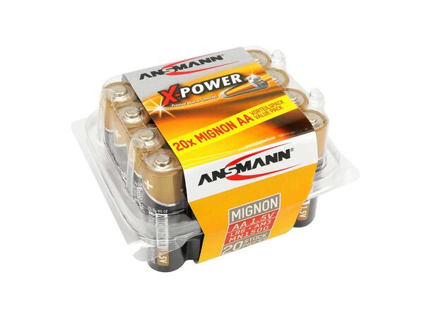 Alkaline X-Power batteri AA / LR6 / 1,5 AA batteri med høy ytelse (pakke 20 stk) 