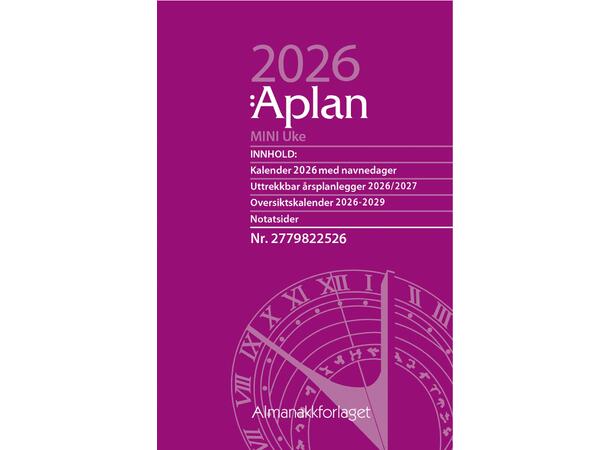 Aplan Mini Uke årssett 2026 Refill ukeplanlegger | Årspakke 