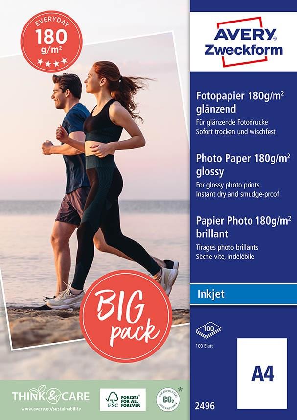9443364 Avery 2496 Avery Fotopapir Glossy Inkjet 180g A4 100 ark