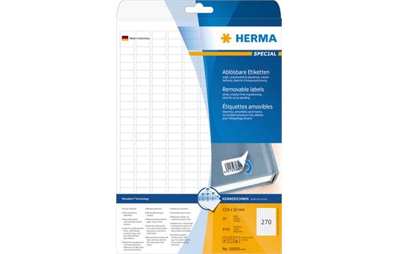 9443702 Herma 10000 Herma Etiketter Movables 17,8x10 (25) Avtagbare etiketter for laser og inkjet