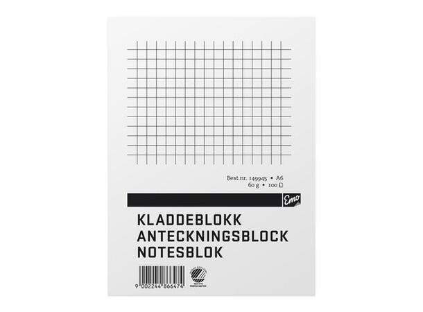 Kladdeblokk EMO A6 60g 100s ruter 