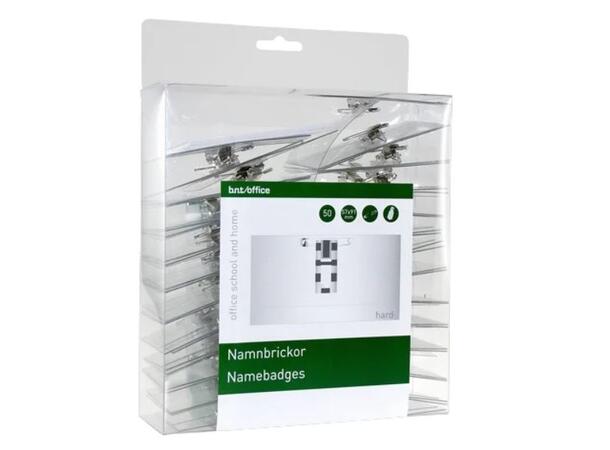 Navneskilt med klips og nål 57x91mm (50) Kongressmerke med klips/nål 