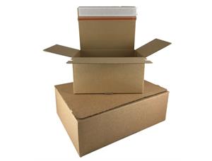 Posteske med automatbunn og tape 213 x 153 x 109 mm | brun e-flute 
