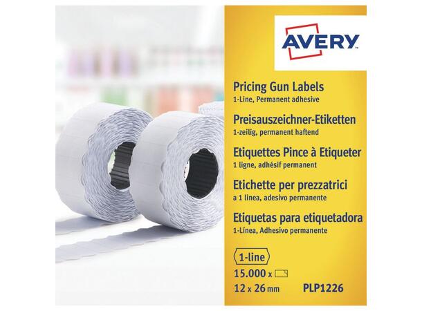 Prisetikett AVERY 26x12mm hvit (10) til 1 linjers prismaskin, per. lim 