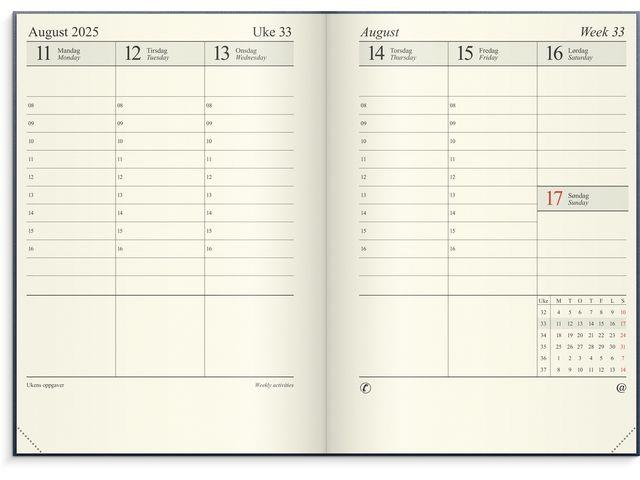 285218 Grieg kalender 98183125 Sjefskalender GRIEG A4 imitert 2025 bl&#229; 