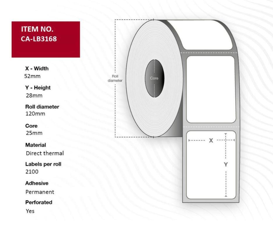 9445990 Capture CA-LB3122 Termoetikett Capture 52 x 28 mm Permanent lim | Eske &#224; 12 rl.