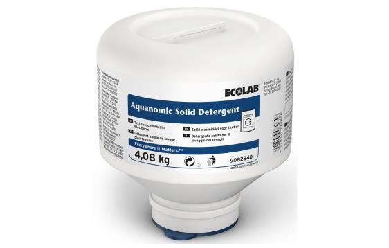 135912 ECOLAB 9082860 T&#248;yvask Aquanomic Solid Detergent 4,08kg Konsentrert alkalisk, tekstilvaskemiddel