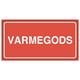 9434988  Varseletikett "VARMEGODS"  (500) 110 x 55 mm
