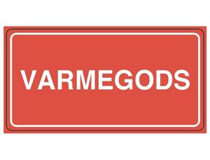 Varseletikett "VARMEGODS"  (500) 110 x 55 mm 