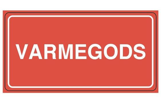 9434988   Varseletikett &quot;VARMEGODS&quot;  (500) 110 x 55 mm