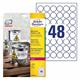 9431889 AveryL4716-20 Avery sterke etiketter, hvite runde Ø 30 mm i diameter | 48 pr ark | 960 stk