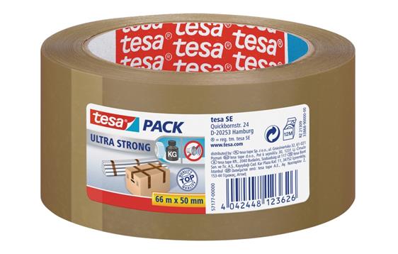 9435284 Tesa 118188 Emballasjetape TESA Ultra 50mmx66m brun Slitesterk pakketape i kraftig naturgum.