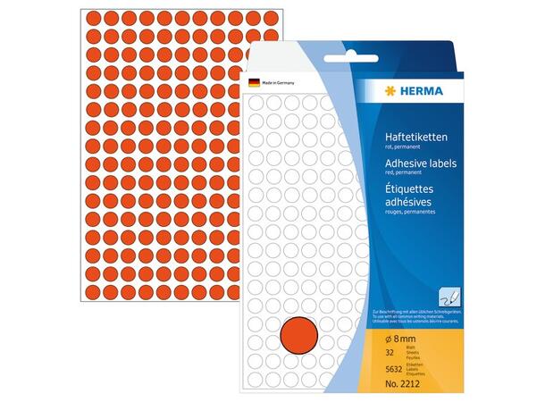Herma Etikett rød 8mm Rund etikett 