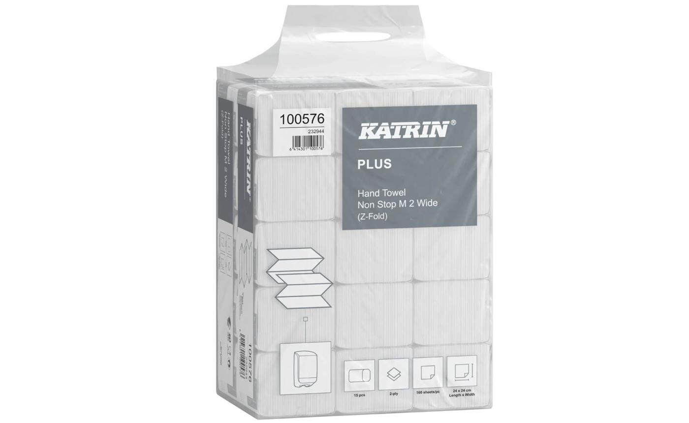 9446361 Katrin 100576 Katrin Plus papirhåndklær Non Stop M2 15 pk á 160 ark | Z-Fold