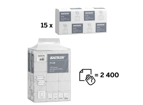 Katrin Plus papirhåndklær Non Stop M2 15 pk á 160 ark | Z-Fold 