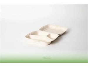 NoiBio matboks bagasse 3-rom 23 x 20,5 x 6,75 cm | 200 stk pr eske 