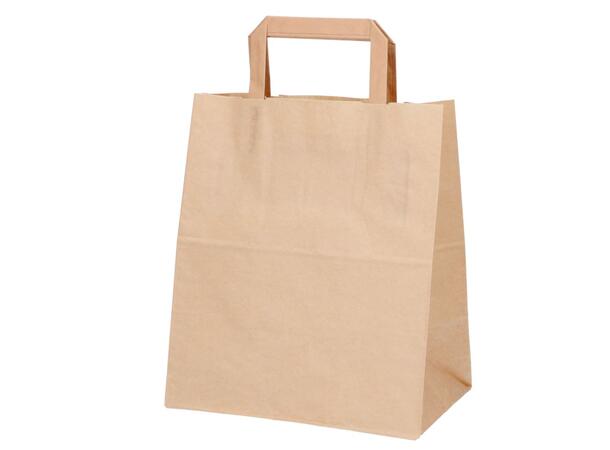 Papirpose med flate håndtak 8L (250) 220 x 140 x 260 mm | 70 gr | brun kraft 