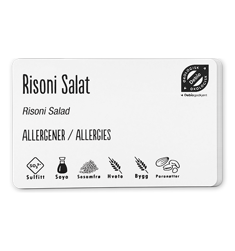 Plastkort - hvite standard, 0,76mm Hvite kort til matvare og allergimerking