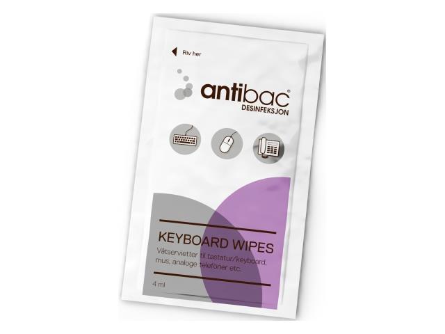 131589 Antibac 603025 Rens ANTIBAC tastatur våtservietter (80) Antibac vårservietter for tastatur