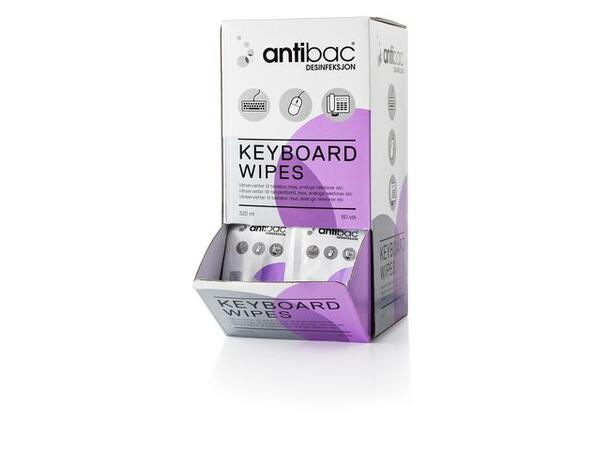Rens ANTIBAC tastatur våtservietter (80) Antibac vårservietter for tastatur 